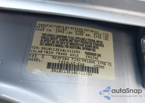 2008 Nissan Versa 1.8Sl from USA, damaged, VIN 3N1BC13E18L411504